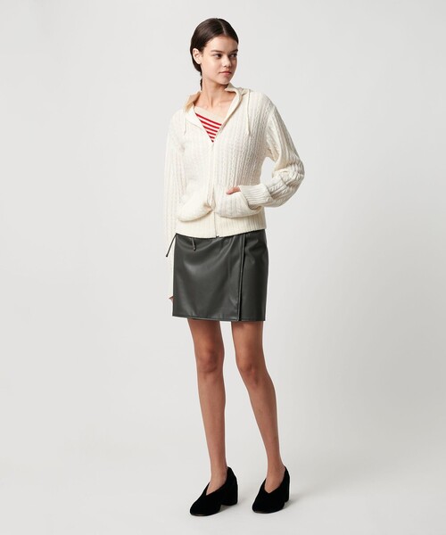 ATTISESSION(アティセッション)の「<ATTISESSION>ケーブル ジップ フーディー トップス(カーディガン/ボレロ・レディース・グレー系/オフホワイト・FREE)」の6枚目の写真