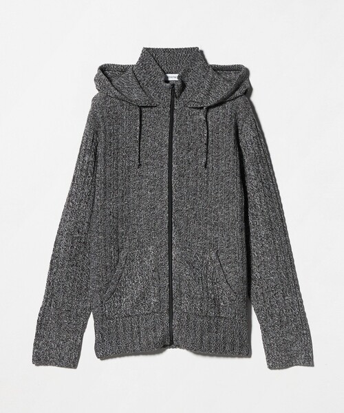 ATTISESSION(アティセッション)の「<ATTISESSION>ケーブル ジップ フーディー トップス(カーディガン/ボレロ・レディース・グレー系/オフホワイト・FREE)」の7枚目の写真