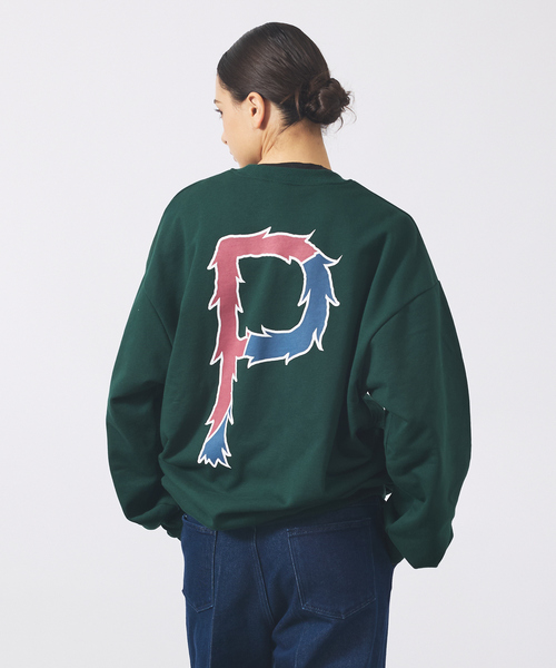 POLeR(ポーラー)の「【POLER/ポーラー】BIG LOGO CREW/ビッグロゴ クルーネックスウェット/両面プリント/ユニセックス(スウェット・メンズ・グレー/グリーン/ネイビー・M/L)」の5枚目の写真