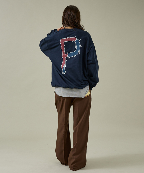 POLeR(ポーラー)の「【POLER/ポーラー】BIG LOGO CREW/ビッグロゴ クルーネックスウェット/両面プリント/ユニセックス(スウェット・メンズ・グレー/グリーン/ネイビー・M/L)」の12枚目の写真