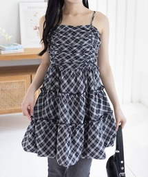 clear | シャーリングティアードバルーンワンピース[着回し力抜群 ガーリー レイヤード ミニ丈]≪AW新作≫(ワンピース)