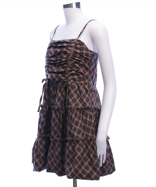 clear（クリア）の「シャーリングティアードバルーンワンピース[着回し力抜群 ガーリー レイヤード ミニ丈]（ワンピース・レディース・ブラック/ブルー系その他/ブラック系その他・F）」の7枚目の写真