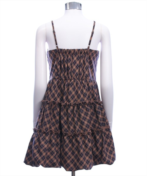 clear（クリア）の「シャーリングティアードバルーンワンピース[着回し力抜群 ガーリー レイヤード ミニ丈]（ワンピース・レディース・ブラック/ブルー系その他/ブラック系その他・F）」の10枚目の写真