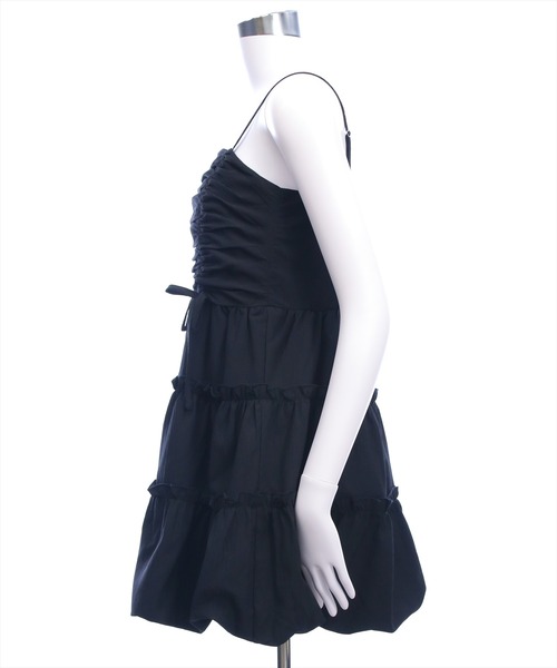 clear（クリア）の「シャーリングティアードバルーンワンピース[着回し力抜群 ガーリー レイヤード ミニ丈]（ワンピース・レディース・ブラック/ブルー系その他/ブラック系その他・F）」の20枚目の写真