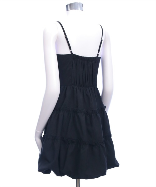 clear（クリア）の「シャーリングティアードバルーンワンピース[着回し力抜群 ガーリー レイヤード ミニ丈]（ワンピース・レディース・ブラック/ブルー系その他/ブラック系その他・F）」の21枚目の写真