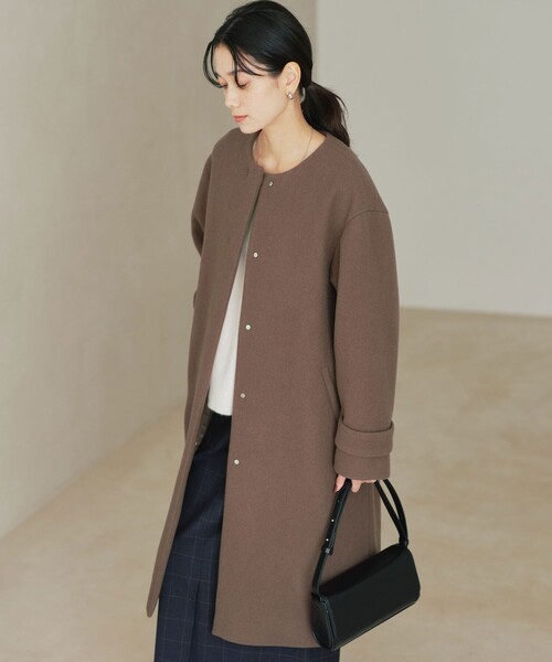 【グリーンレーベルリラクシング】セントデールウールノーカラーコート オフホワイト green label relaxing（グリーンレーベルリラクシング）の