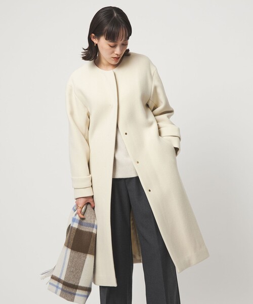 size SHORTあり］SENTDALE WOOL セントデールウール ノーカラー コート