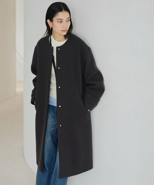 size SHORTあり］SENTDALE WOOL セントデールウール ノーカラー コート