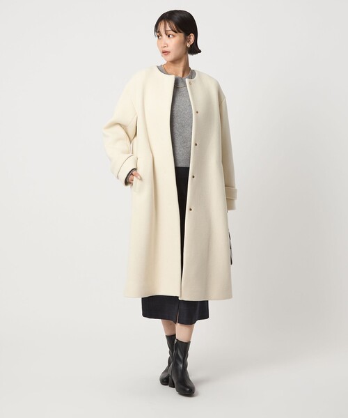 SENTDALE WOOL セントデールウール ノーカラー コート size SHORTあり］SENTDALE WOOL セントデールウール ノーカラー