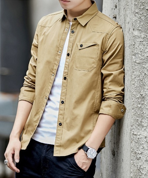 ARCADE（アーケード）の「オックスフォード 長袖シャツジャケット -ARCADE Limited Line-（シャツ/ブラウス・メンズ・ワイン/ネイビー/ベージュ/カーキ/ホワイト/ブラック・4XL/3XL/L/XL/M/XXL）」の4枚目の写真