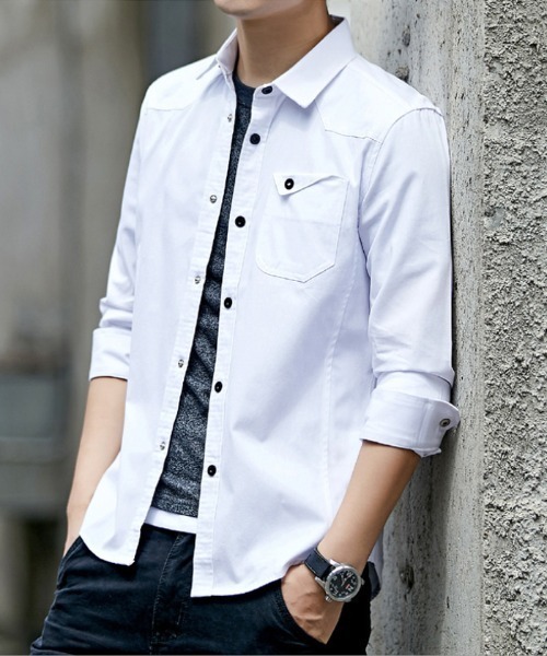 ARCADE（アーケード）の「オックスフォード 長袖シャツジャケット -ARCADE Limited Line-（シャツ/ブラウス・メンズ・ワイン/ネイビー/ベージュ/カーキ/ホワイト/ブラック・4XL/3XL/L/XL/M/XXL）」の2枚目の写真