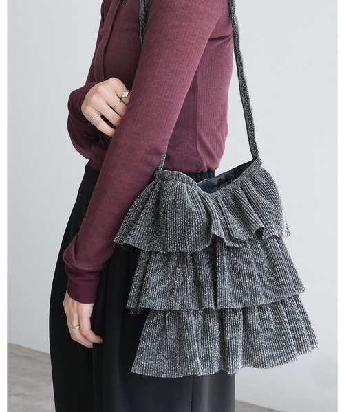 reca（レカ）の「ラメフリルショルダーバッグ（ショルダーバッグ・レディース・シルバー/ミント/ブラウン・ONE SIZE）」の3枚目の写真