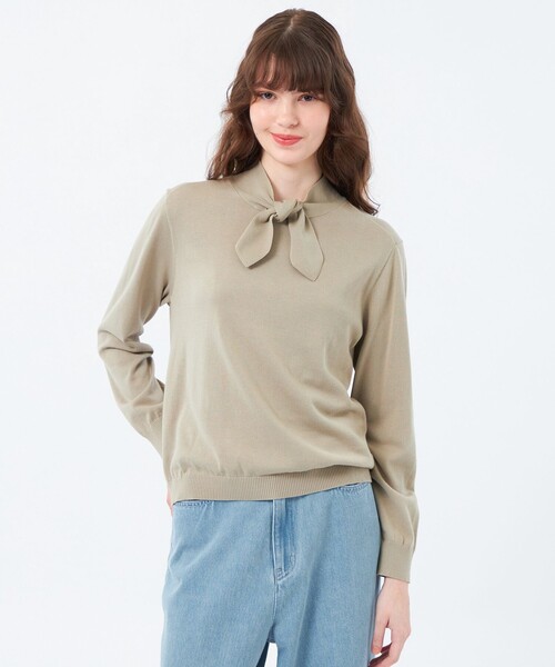 MACKINTOSH PHILOSOPHY(マッキントッシュ フィロソフィー)の「リボンタイロングスリーブニット(ニット/セーター・レディース・オフホワイト/ベージュ系その他4/ダークネイビー・38)」の2枚目の写真