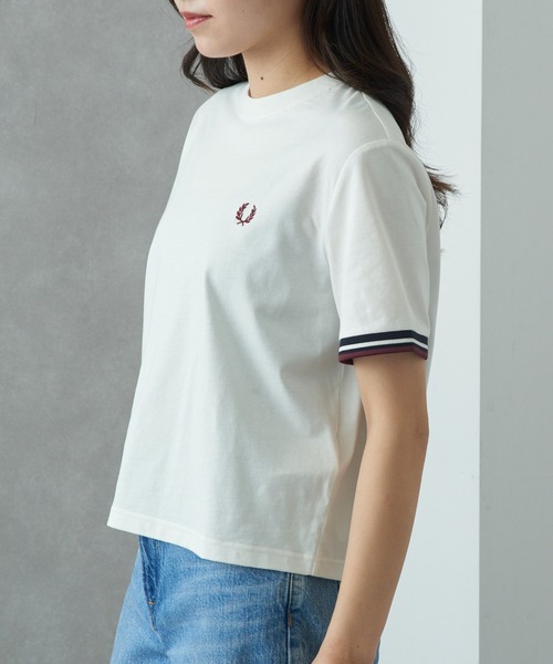 FRED PERRY(フレッドペリー)の「【FRED PERRY】TIPPED T-SHIRT G2162(Tシャツ/カットソー・レディース・ライトブルー/ホワイト・10)」の4枚目の写真