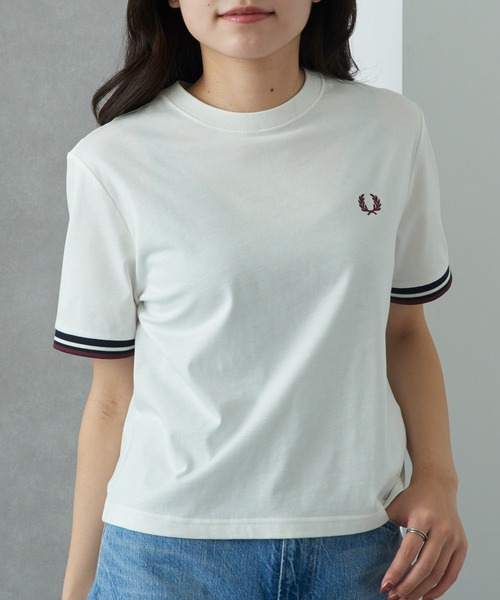 FRED PERRY(フレッドペリー)の「【FRED PERRY】TIPPED T-SHIRT G2162(Tシャツ/カットソー・レディース・ライトブルー/ホワイト・10)」の3枚目の写真