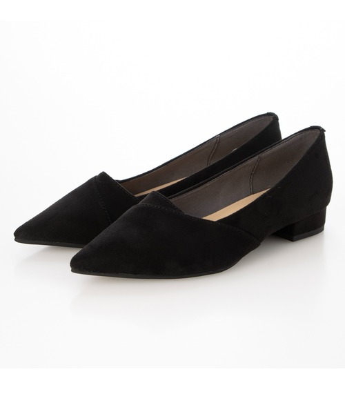 Fin（フィン）の「ポインテッドトゥ切換えフラットシューズ【低反発スポンジ入り】（パンプス・レディース・ブラック/シルバー/グレー/ブラック系その他・23cm/24cm/23.5cm/22.5cm/25cm/24.5cm）」の6枚目の写真
