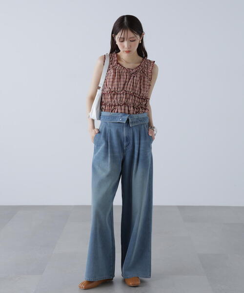 FREE'S MART（フリーズマート）の「折り返しハイウエストデニムパンツ（その他パンツ・レディース・ブルー系その他5/ワンウォッシュ・MEDIUM/SMALL）」の10枚目の写真