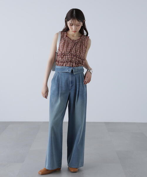 FREE'S MART（フリーズマート）の「折り返しハイウエストデニムパンツ（その他パンツ・レディース・ブルー系その他5/ワンウォッシュ・MEDIUM/SMALL）」の11枚目の写真