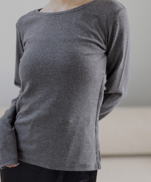 Dita Muaj.（ディータムアージュ）の「【もっちり厚手】サイドホック スムースプルオーバー（Tシャツ/カットソー・レディース・ブラック/グレー/ホワイト・FREE）」の3枚目の写真