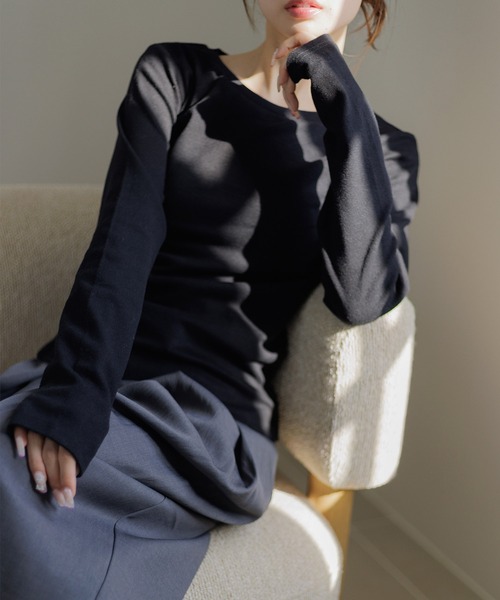 Dita Muaj.（ディータムアージュ）の「【もっちり厚手】サイドホック スムースプルオーバー（Tシャツ/カットソー・レディース・ブラック/グレー/ホワイト・FREE）」の7枚目の写真