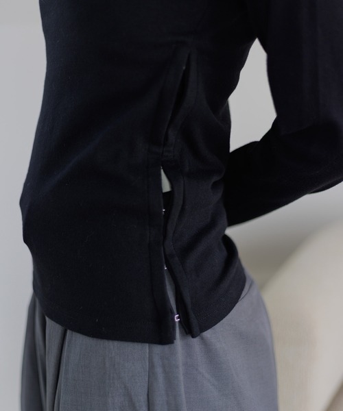 Dita Muaj.（ディータムアージュ）の「【もっちり厚手】サイドホック スムースプルオーバー（Tシャツ/カットソー・レディース・ブラック/グレー/ホワイト・FREE）」の5枚目の写真