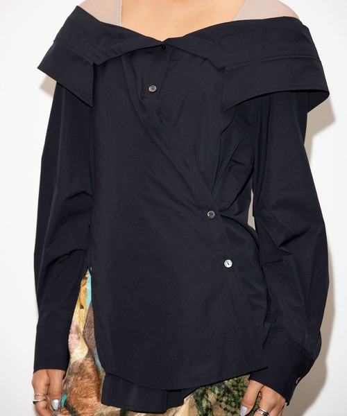 THINGS THAT MATTER（シングス ザット マター）の「PRETENSE OFF-SHOULDER MANY WAY SHIRTS / プリテンスオフショルダーメニーウェイシャツ（シャツ/ブラウス・レディース・サックスブルー/ブラック/ホワイト・FREE）」の17枚目の写真