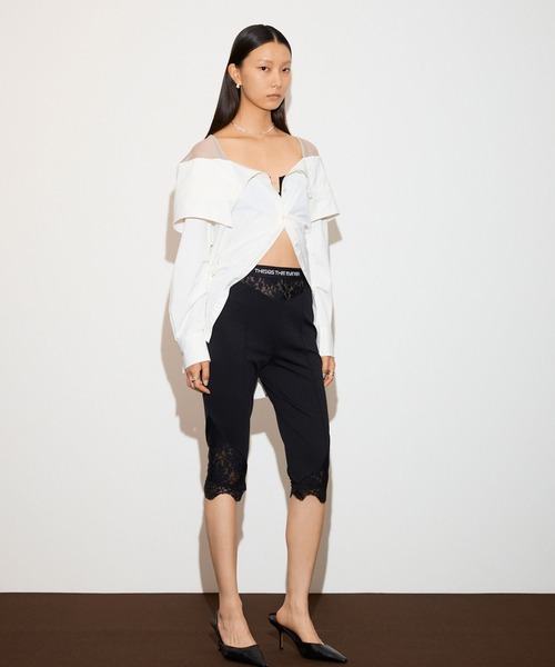 THINGS THAT MATTER（シングス ザット マター）の「PRETENSE OFF-SHOULDER MANY WAY SHIRTS / プリテンスオフショルダーメニーウェイシャツ（シャツ/ブラウス・レディース・サックスブルー/ブラック/ホワイト・FREE）」の4枚目の写真