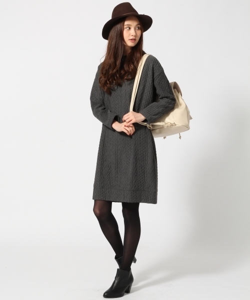 GLOBAL WORK（グローバルワーク）の「フクレジャガードBIG-ワンピース長袖/708996（ワンピース・レディース・ネイビー/ダークグレー/ダークブラウン/カーキ・MEDIUM/LARGE）」の14枚目の写真