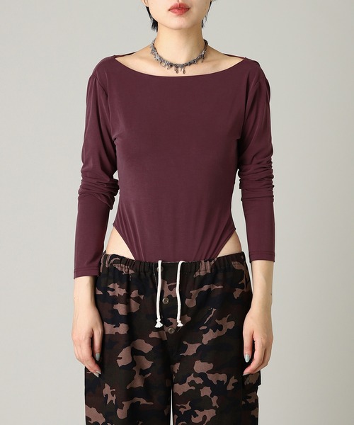 forget-me-nots(フォーゲットミーノッツ)の「forget-me-nots Back Open Body Suite FMN-25AW-CS-003(Tシャツ/カットソー・レディース・グレー/オリーブ/バーガンディー・FREE)」の3枚目の写真