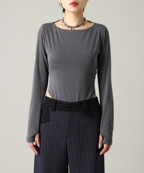 forget-me-nots(フォーゲットミーノッツ)の「forget-me-nots Back Open Body Suite FMN-25AW-CS-003(Tシャツ/カットソー・レディース・グレー/オリーブ/バーガンディー・FREE)」の1枚目の写真