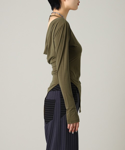 forget-me-nots(フォーゲットミーノッツ)の「forget-me-nots Back Open Body Suite FMN-25AW-CS-003(Tシャツ/カットソー・レディース・グレー/オリーブ/バーガンディー・FREE)」の16枚目の写真