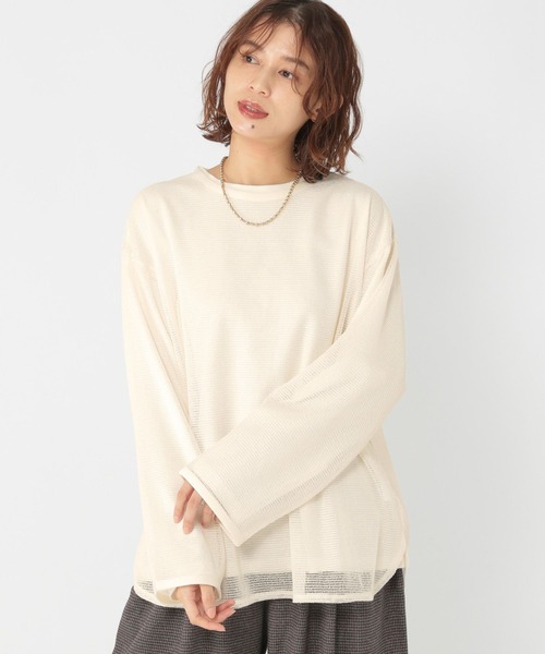 セール】ロンT×メッシュプルオーバーセットアイテム（Tシャツ
