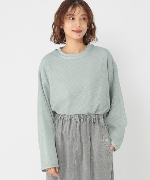 studio CLIP（スタディオクリップ）の「ロンT×メッシュプルオーバーセットアイテム（Tシャツ/カットソー・レディース・アイボリー/ライトグリーン/モカ・FREE）」の3枚目の写真