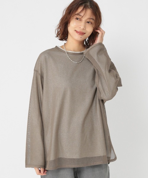 studio CLIP（スタディオクリップ）の「ロンT×メッシュプルオーバーセットアイテム（Tシャツ/カットソー・レディース・アイボリー/ライトグリーン/モカ・FREE）」の2枚目の写真