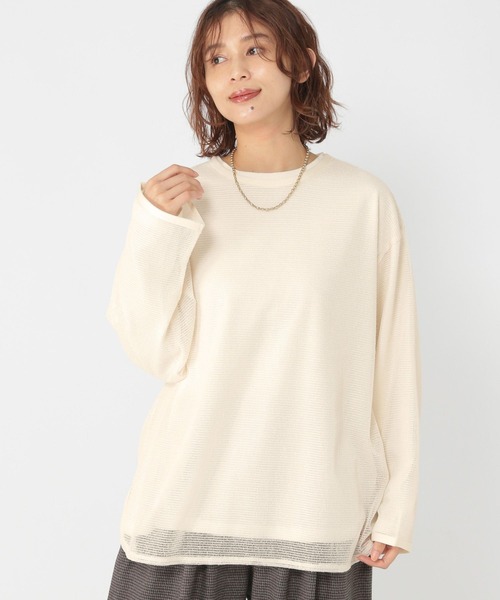 セール】ロンT×メッシュプルオーバーセットアイテム（Tシャツ