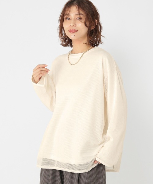 セール】ロンT×メッシュプルオーバーセットアイテム（Tシャツ