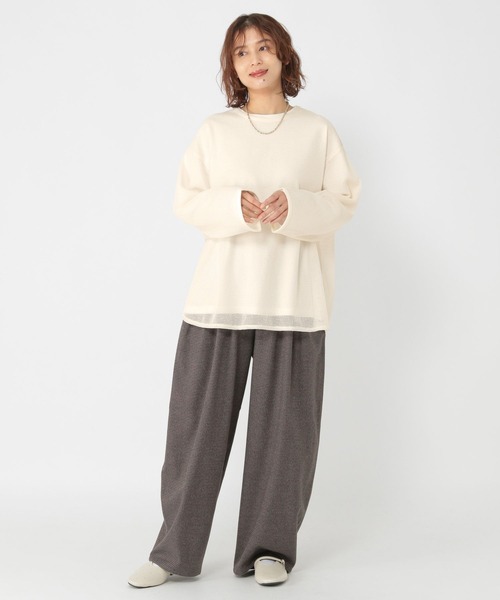 セール】ロンT×メッシュプルオーバーセットアイテム（Tシャツ