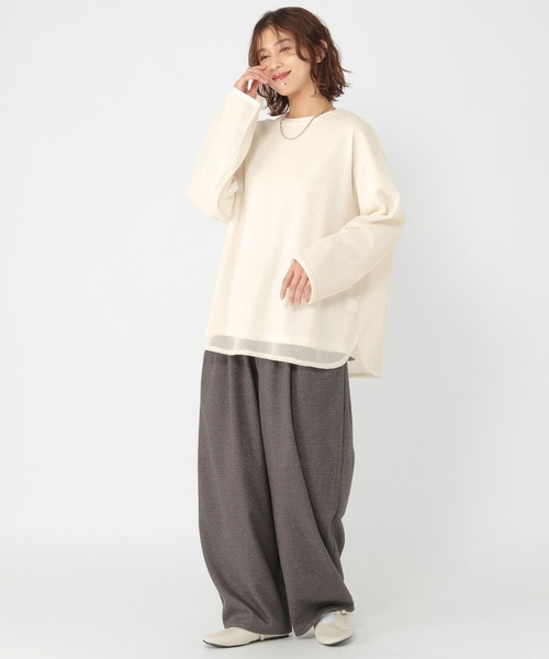 studio CLIP（スタディオクリップ）の「ロンT×メッシュプルオーバーセットアイテム（Tシャツ/カットソー・レディース・アイボリー/ライトグリーン/モカ・FREE）」の7枚目の写真