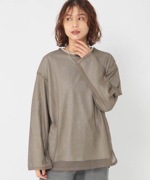 セール】ロンT×メッシュプルオーバーセットアイテム（Tシャツ
