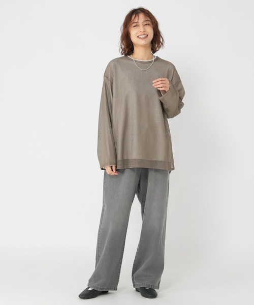 studio CLIP（スタディオクリップ）の「ロンT×メッシュプルオーバーセットアイテム（Tシャツ/カットソー・レディース・アイボリー/ライトグリーン/モカ・FREE）」の11枚目の写真