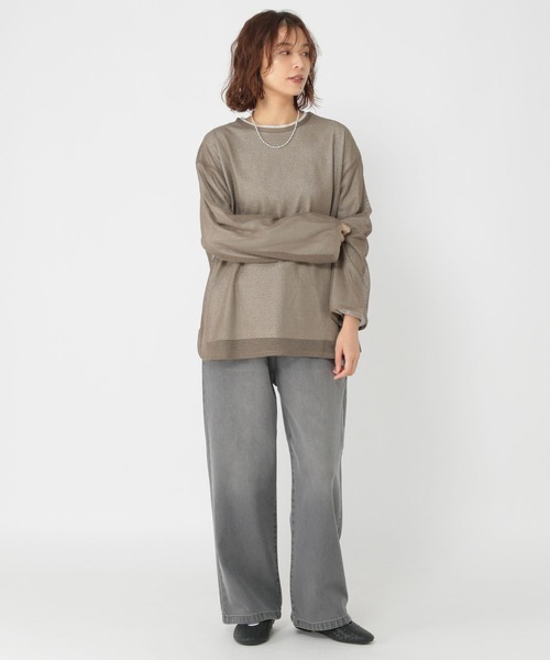 studio CLIP（スタディオクリップ）の「ロンT×メッシュプルオーバーセットアイテム（Tシャツ/カットソー・レディース・アイボリー/ライトグリーン/モカ・FREE）」の13枚目の写真