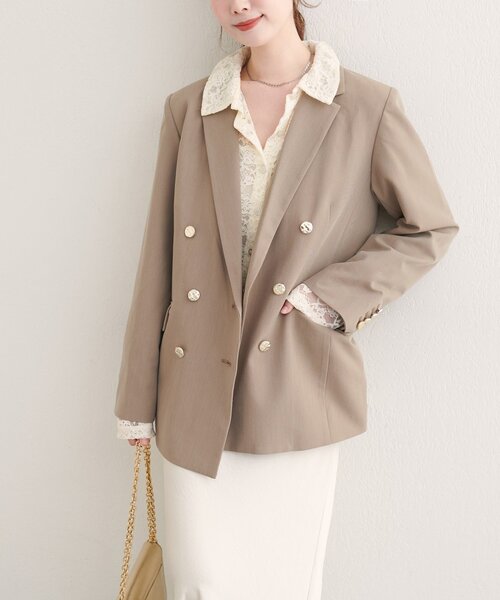 natural couture（ナチュラルクチュール）の「【WEB限定】べこべこ金釦テーラージャケット（テーラードジャケット・レディース・ネイビー/ベージュ/ブラウン/その他1・FREE）」の14枚目の写真