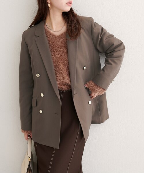 natural couture（ナチュラルクチュール）の「【WEB限定】べこべこ金釦テーラージャケット（テーラードジャケット・レディース・ネイビー/ベージュ/ブラウン/その他1・FREE）」の2枚目の写真