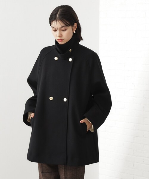 THE SHOP TK （ザ ショップ ティーケー ）の「クラシカルな装い ウールライクスタンドカラーコート（その他アウター・レディース・ネイビー/ナチュラル/チャコールグレー・13/12）」の4枚目の写真