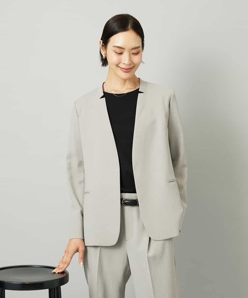 セットアップ対応]ノーカラージャケット（ノーカラージャケット