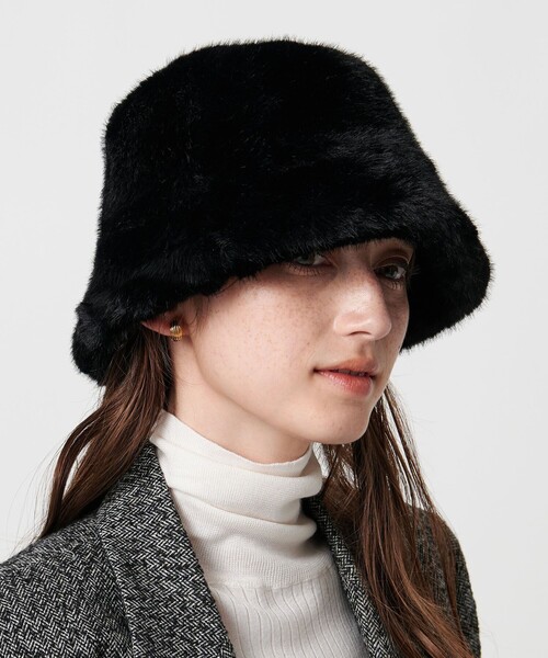 UNITED ARROWS（ユナイテッドアローズ）の「フェイクファー バケットハット（ハット・レディース・ダークブラウン/ブラック・FREE）」の2枚目の写真