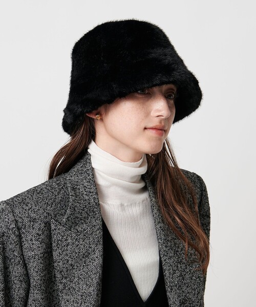 UNITED ARROWS（ユナイテッドアローズ）の「フェイクファー バケットハット（ハット・レディース・ダークブラウン/ブラック・FREE）」の3枚目の写真