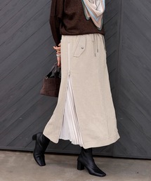 Jines | スラブツィード サイドプリーツスカート【セットアップ可】(スカート)