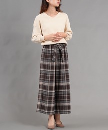 laurea（ラウレア）の「ロービング起毛ツィードチェック共紐クロプトワイドパンツ（その他パンツ・レディース）」