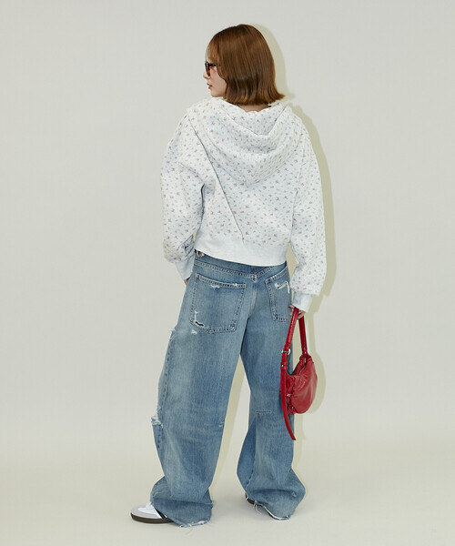 PUBLUX（パブリュクス）の「PUBLUX/パブリュクス 小花柄 クロップド フーディー　限定展開（パーカー・レディース・ネイビー/ブラック/グレー・ﾌﾘ-）」の7枚目の写真